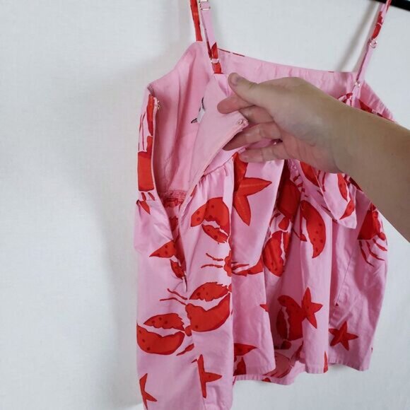 J.Crew Lobster Camisole Tank Top Womens 6 Tie-Back Pink Coastal Nautical - Picture 7 of 11